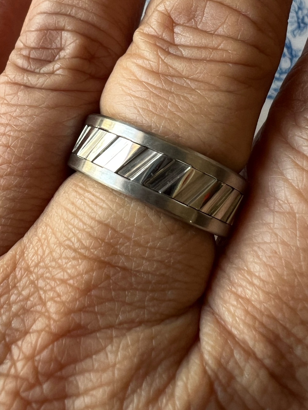 Mens Ring Size 9.5 Stainless Steel Grooved Band Ring #954